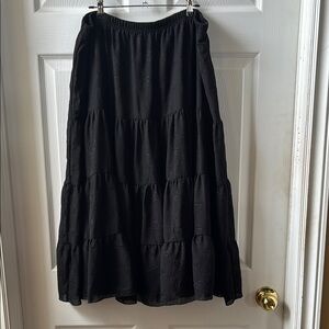Penningtons Black Embroidered Tiered Midi Skirt